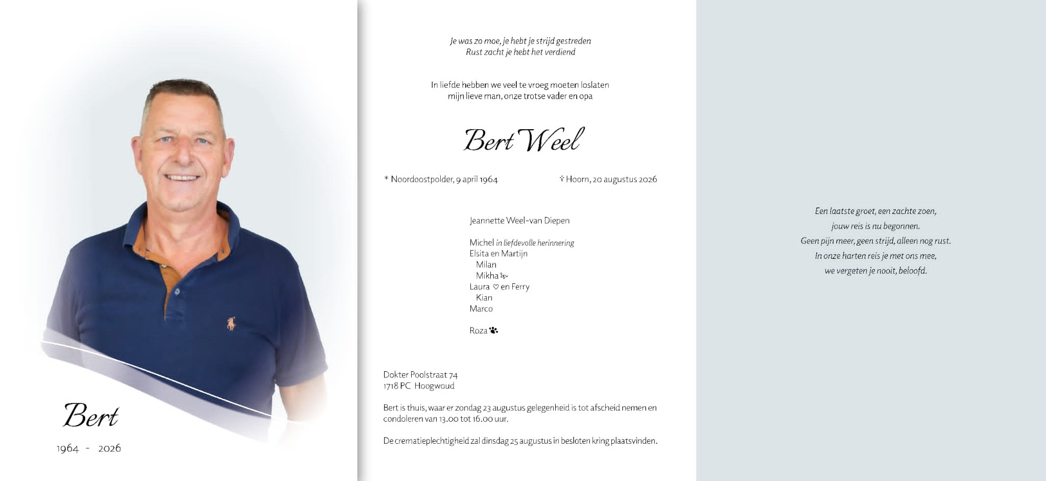 Bert Weel is overleden